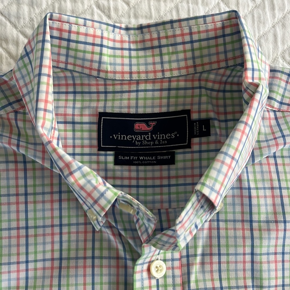 VINEYARD VINES Slim Fit Whale Shirt Size Large 100% Cotton